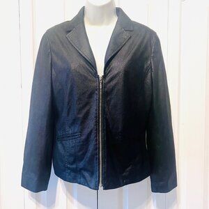 Chico's Women's Reptile Print Black Zip Up Soft Jacket-Lined-Size 1 (Small-8)